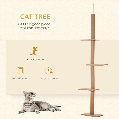 PawHut Tall Cat Tree with Sisal Posts – Brown