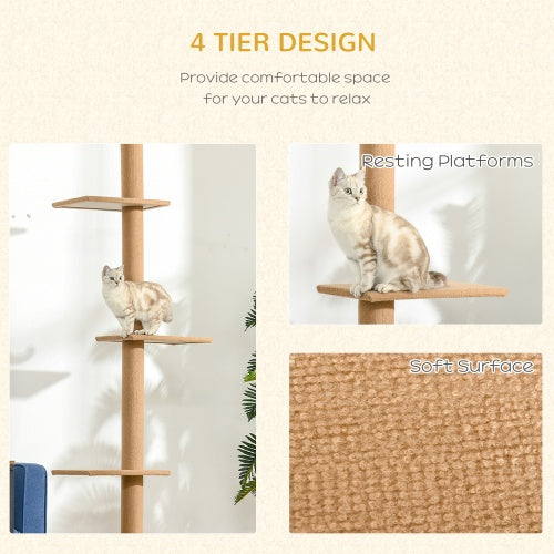 PawHut Tall Cat Tree with Sisal Posts – Brown