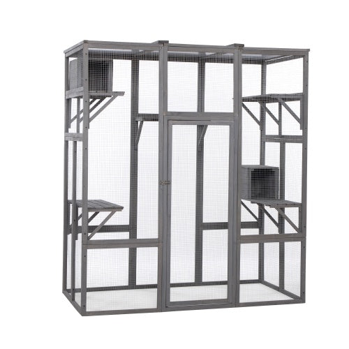 Oversized Cat Cage – Grey | Outdoor & Indoor Wooden Catio Enclosure