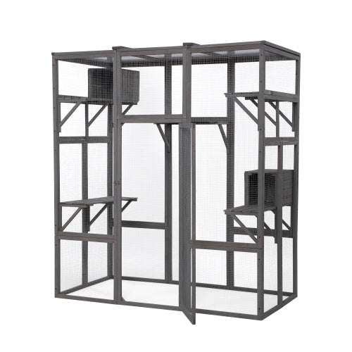 Oversized Cat Cage – Grey | Outdoor & Indoor Wooden Catio Enclosure