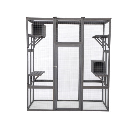 Oversized Cat Cage – Grey | Outdoor & Indoor Wooden Catio Enclosure