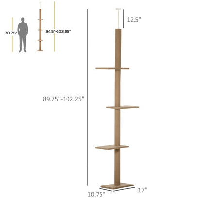 PawHut Tall Cat Tree with Sisal Posts – Brown