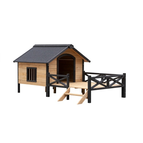 Outdoor Large Wooden Dog Kennel with Porch