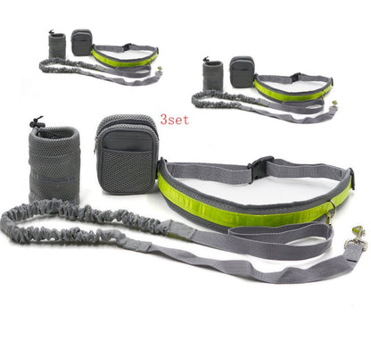 Adjustable Hands-Free Dog Leash Set – 4-Piece Running Belt with Waist Bag
