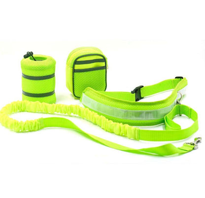 Adjustable Hands-Free Dog Leash Set – 4-Piece Running Belt with Waist Bag