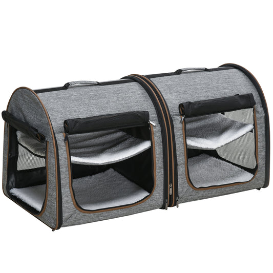 PawHut 39" Portable Soft Edge Pet Cat Carrier with Divider