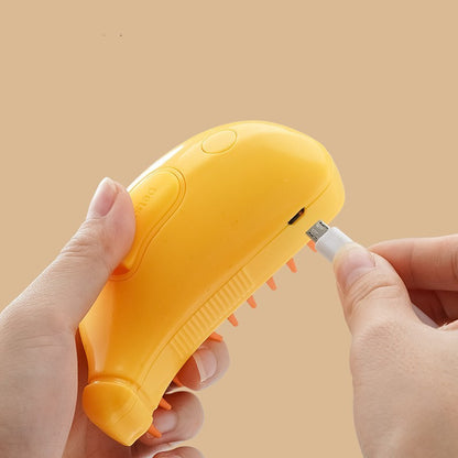 3-in-1 Pet Steam Brush – Clean, Massage & De-Shed