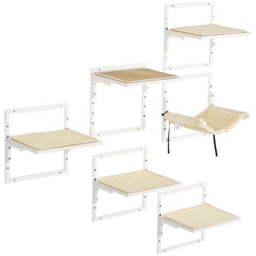 PawHut Cat Wall Shelf Set – 6-Piece Adjustable Climbing Platforms