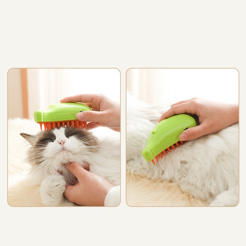 3-in-1 Pet Steam Brush – Clean, Massage & De-Shed