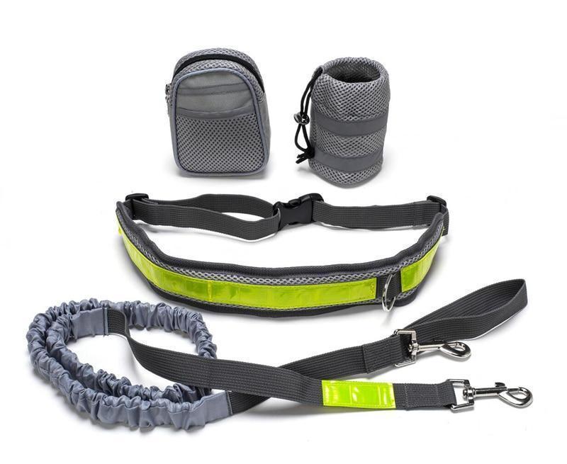 Adjustable Hands-Free Dog Leash Set – 4-Piece Running Belt with Waist Bag
