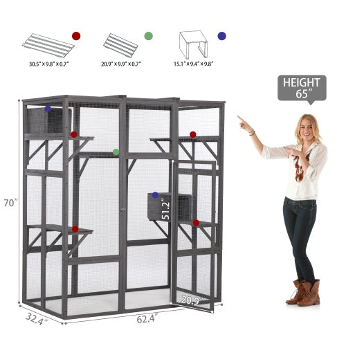 Oversized Cat Cage – Grey | Outdoor &amp; Indoor Wooden Catio Enclosure