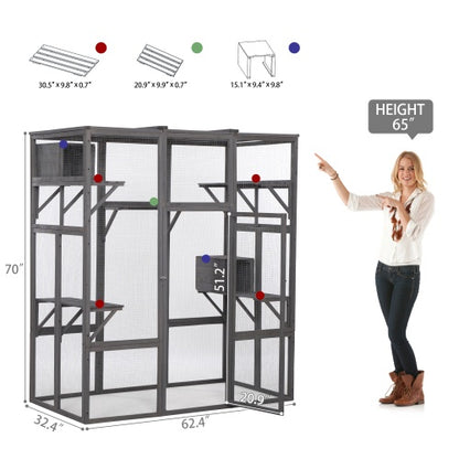 Oversized Cat Cage – Grey | Outdoor &amp; Indoor Wooden Catio Enclosure