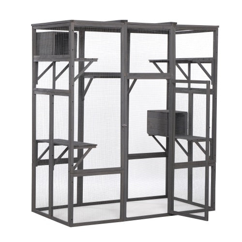 Oversized Cat Cage – Grey | Outdoor &amp; Indoor Wooden Catio Enclosure