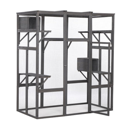 Oversized Cat Cage – Grey | Outdoor &amp; Indoor Wooden Catio Enclosure