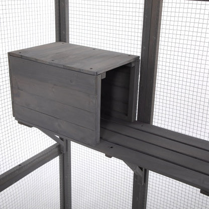 Oversized Cat Cage – Grey | Outdoor &amp; Indoor Wooden Catio Enclosure