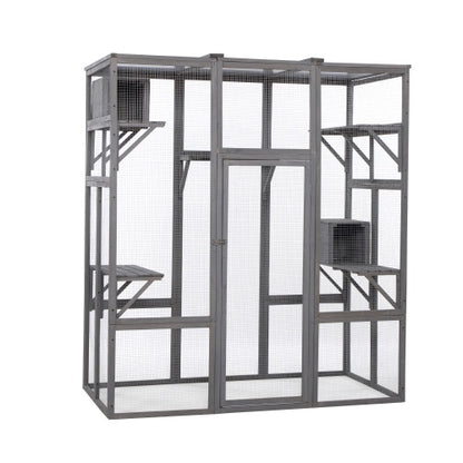 Oversized Cat Cage – Grey | Outdoor &amp; Indoor Wooden Catio Enclosure