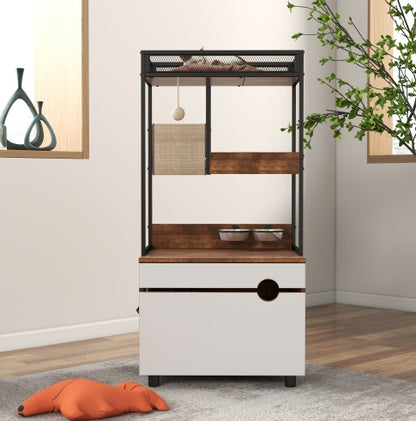 Cat Litter Box Enclosure with Cat Tree Tower
