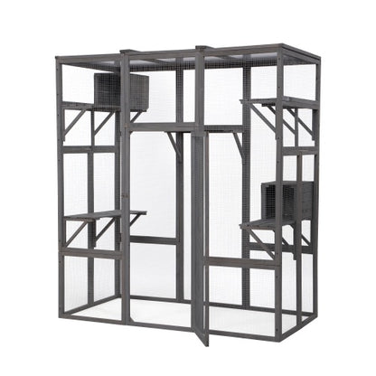 Oversized Cat Cage – Grey | Outdoor &amp; Indoor Wooden Catio Enclosure