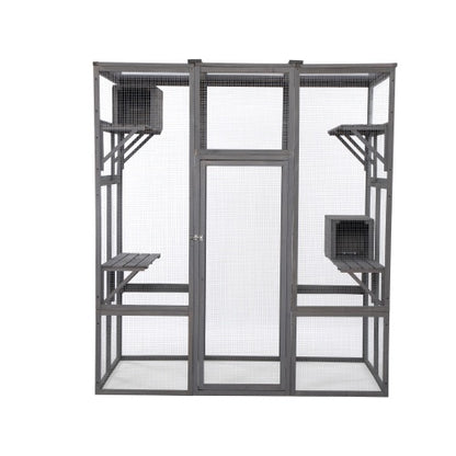 Oversized Cat Cage – Grey | Outdoor &amp; Indoor Wooden Catio Enclosure